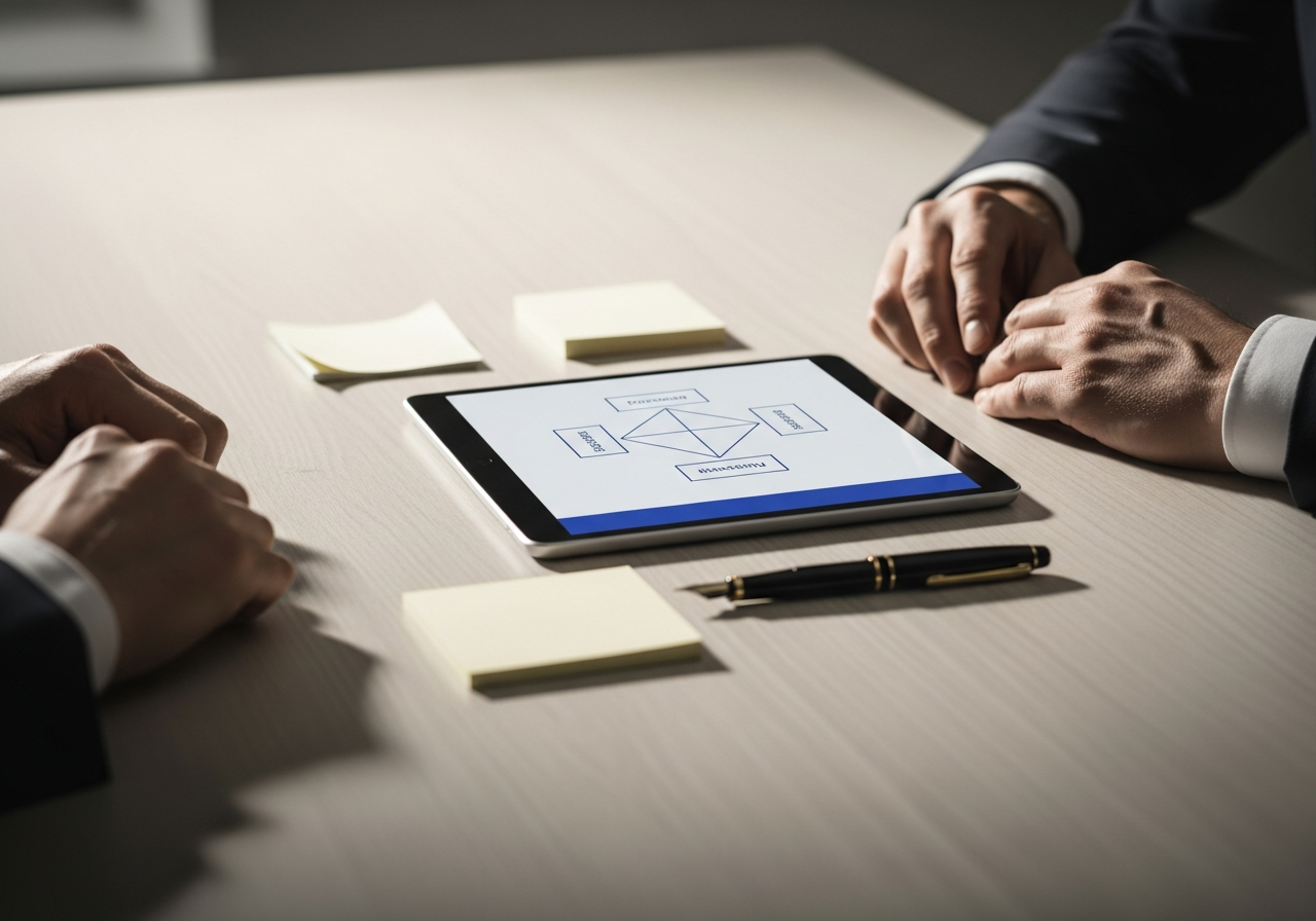 Analyse von Geschäftsprozessen – ruhiger Arbeitsplatz mit Tablet und Notizen