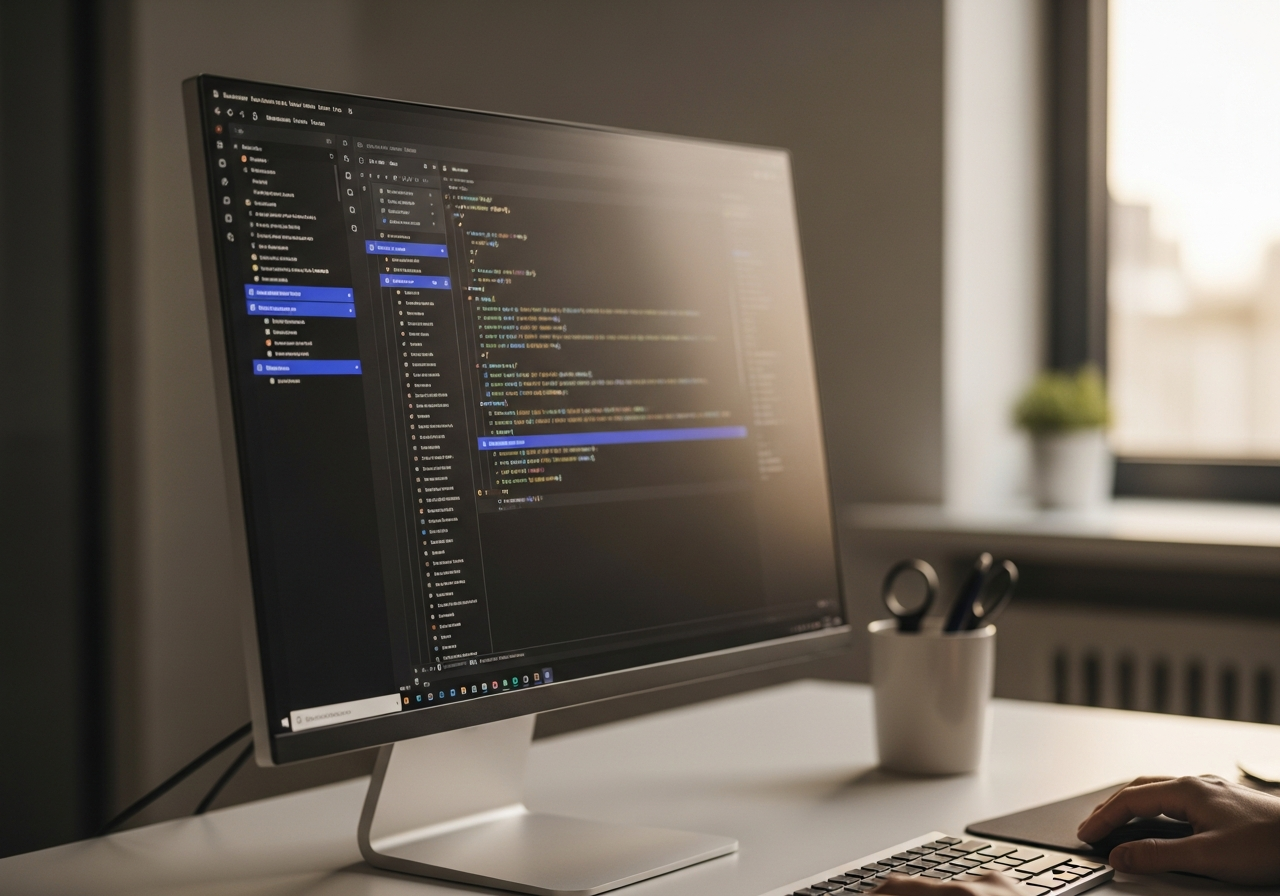 Individuelle Geschäftssoftware – moderner Entwickler-Arbeitsplatz